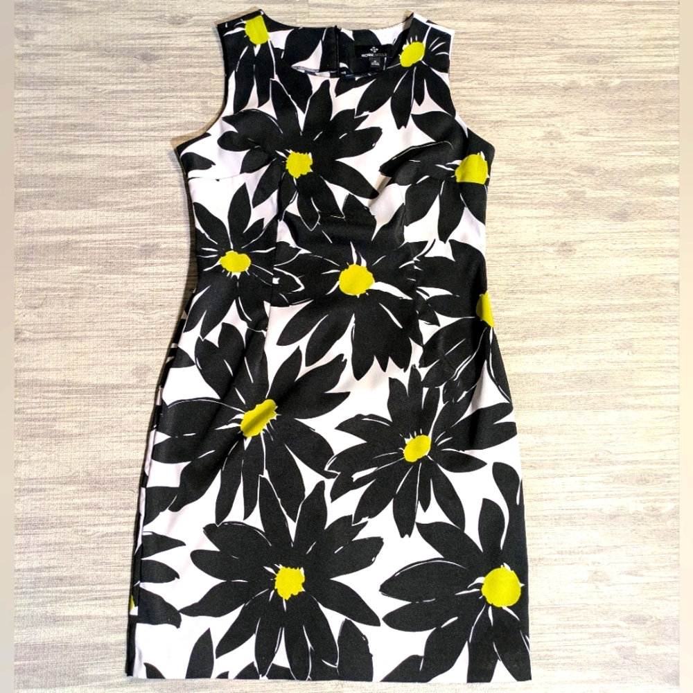 Ronnie Nicole Sunflower Shift Midi Dress Black White Green, Summer,‎ 🌞 Size 12 - Picture 6 of 12